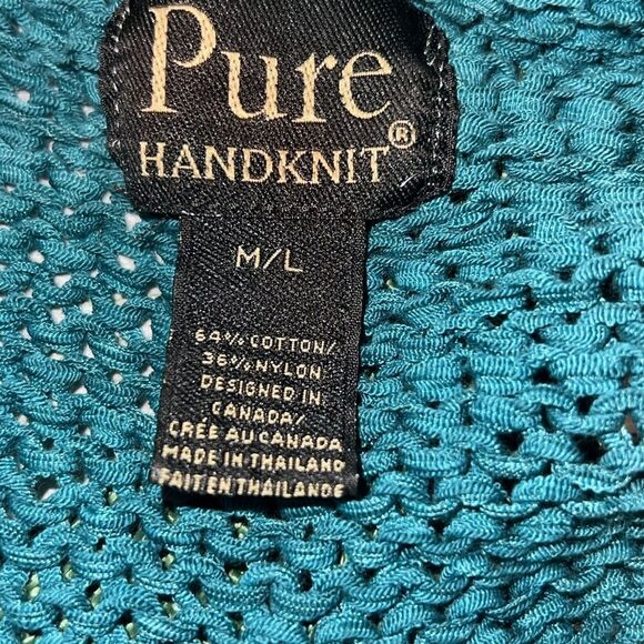ANTHROPOLOGIE PURE HANDKNIT Teal knit Cowl Neck Sweater Dress-M/L - Picture 7 of 8